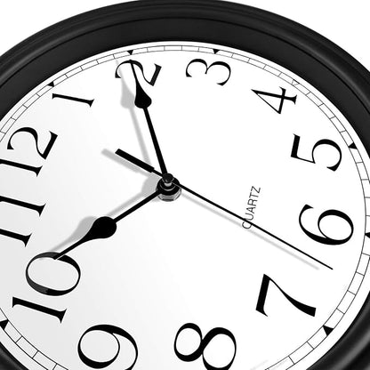 Foxtop Silent Non-Ticking Round Classic Clock Retro Quartz Decorative Battery Operated Wall Clock for Living Room Kitchen Home Office (12 Inch, Black)