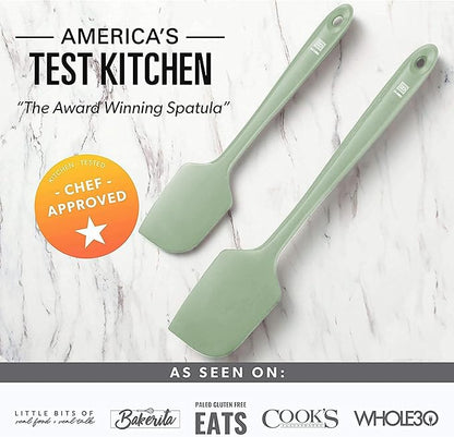 di Oro Living Silicone Spatula Set - Rubber Kitchen Spatulas for Baking, Cooking, Mixing - 600°F Heat-Resistant & BPA Free Silicone Scraper Spatulas for Nonstick Cookware - Dishwasher Safe (3pc, Sage)