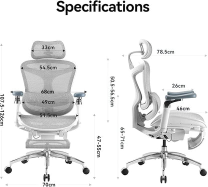 SIHOO Doro C300 Pro Ergonomic Office Chair with Footrest, Ultra-Soft 6D Armrests, Dynamic Lumbar Support, and Seat Depth Adjustment for Office (Grey)
