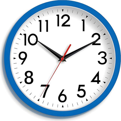DAXSMY Wall Clock Small Analog 8 Inch Silent Non Ticking Battery Operated Modern Simple Decorative for Kitchen Office Bedroom Bathroom Living Room(Blue)