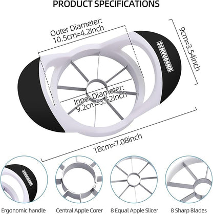 SCHVUBENR 3.5 Inch Apple Slicer - Professional Apple Cutter - Stainless Steel Apple Corer - Super Sharp Apple Slicer and Corer - Apple Tool with 8 Sharp Blades(Black)