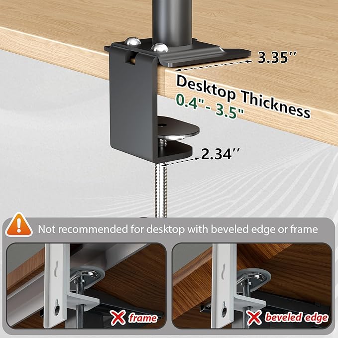 3 Tier Clamp-on Desk Shelf Height Adjustable, 360° Rotatable Desktop Storage Tray with Baffle, Over or Under Desk Organizer Shelf for Office Accessories, Black
