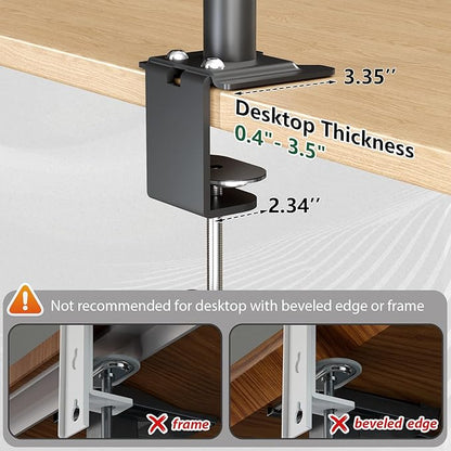 3 Tier Clamp-on Desk Shelf Height Adjustable, 360° Rotatable Desktop Storage Tray with Baffle, Over or Under Desk Organizer Shelf for Office Accessories, Black
