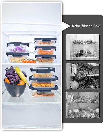 5-Pack Borosilicate Glass Containers with Tempered Lids, 35.2oz/4.4 Cup Airtight Meal Prep Set, Microwave/Freezer Safe (Blue)