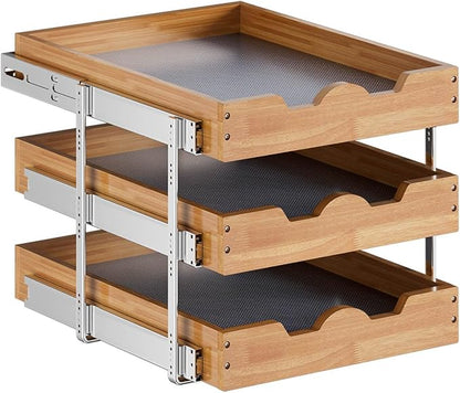OCG Pull Out Cabinet Drawer 20" W x 21" D, 3 Tier Pull Out Cabinet Organizer, Heavy-Duty Slide Out Drawer for Cabinets, Organization for Kitchen, Pantry, Bathroom