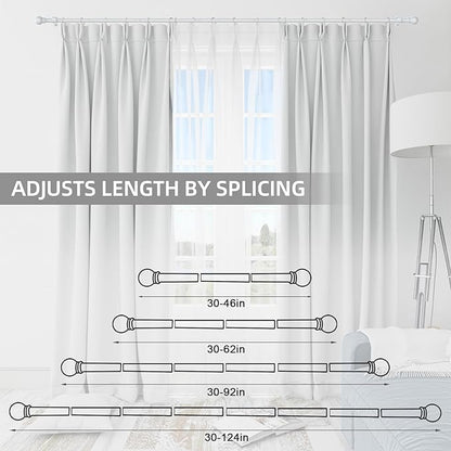 Thestoa Curtain Rods for Windows 48 to 84-92 Inch, White, Stainless Steel Rods for Bedroom, Living Room, Kitchen, Farmhouse, Outdoor