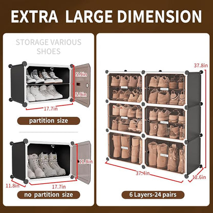 MAGINELS Shoe Rack,Expandable Shoe Cabinet Easy to Assemble. Shoe Storage with Door,Entryway, Closets, Hallway, and Bedroom.Accommodates Up to 24 Pairs of Shoes