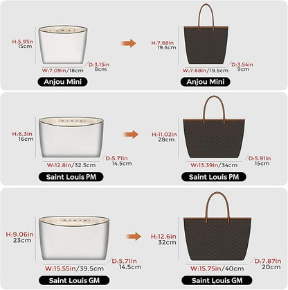 GIVLEFLY Purse Organizer Insert Fit for Anjou Mini Tote Bag Organizer Insert with Cup Holder, Light Weight Purse Dividers for Inside Purse with Built-In Zipper Pocket (Beige Lining, Mini)