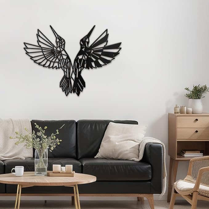 SIGNLEADER Metal Wall Art Decor Birds Dance Modern Abstract Wall Sculpture Hangings Home Decoration for Living Room, Bedroom, Bathroom, Kitchen, Outdoor - 30" Black