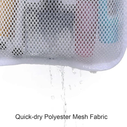GYEUKHAM Mesh Shower Caddy Hanging Organizer with 7 Pockets and Hooks, Portable Quick Dry Bathroom Storage for College Dorm, Cruise, RV, Gym, Travel Toiletry Bag, White, 1 Pack