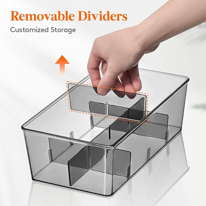Lifewit Tea Bag Organizer with lids, Plastic Teabag Box with 16 Compartments, Stackable Divided Storage Containers for Cabinet, Pantry, Countertop, Sugar Packets, Black, 29 cm/11.5 inch L, 2 Pack