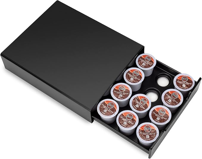K-Cup Coffee Pods Holder, Coffee Pod Storage Drawer for Nespresso Capsules, k cup and Dolce Gusto, Organizer 20 Pod Capacity, Black