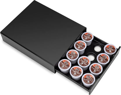 K-Cup Coffee Pods Holder, Coffee Pod Storage Drawer for Nespresso Capsules, k cup and Dolce Gusto, Organizer 20 Pod Capacity, Black