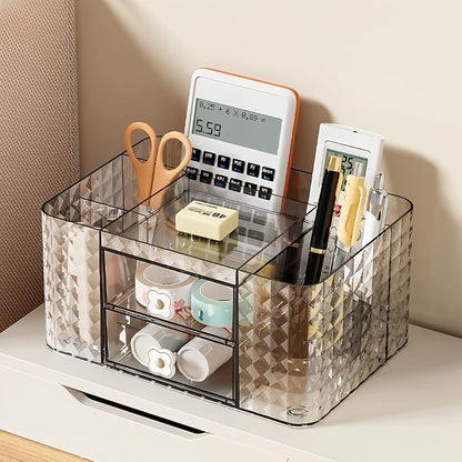 Makeup Organizer with Drawers and Clear Storage - Vanity Counter Organizer and Bathroom Countertop for Makeup Brush, Lipsticks, Nail Polishes, Perfumes, Eyeshadow Palettesand Cosmetics