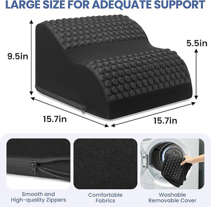Foot Rest for Under Desk at Work, 3-Tier Foot Stool with Thick High-Density Foam and Massage Dots, Ergonomic Footrest with Washable Cover for Home and Office, Back, Legs & Hip Pain Relief (Black)