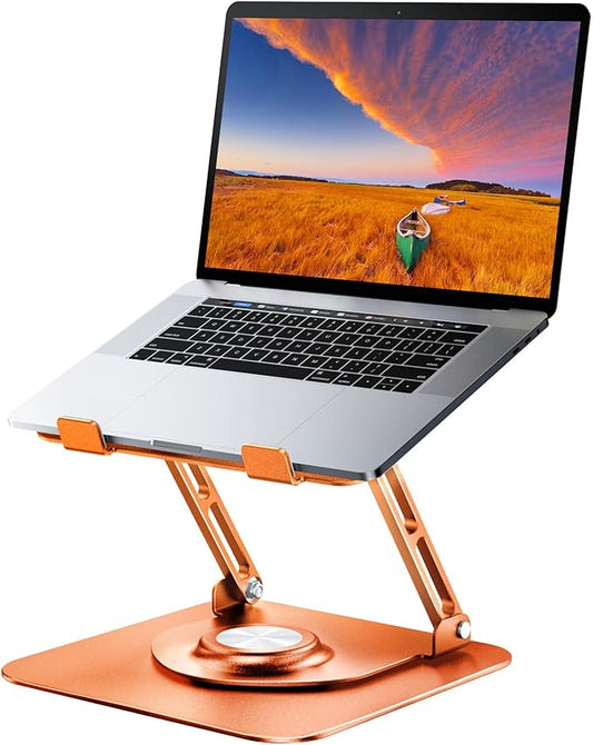 JOYEKY Laptop Stand for Desk, Adjustable Computer Stand with 360° Rotating Base, Ergonomic Laptop Riser for Collaborative Work, Foldable & Portable Laptop Stand, fits for All 10-16" Laptops