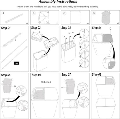 DOKEHOM 160L Extra Large Laundry Hamper with Lid, 2-Section Double Laundry Basket with Removable Mesh Liner Bags, Collapsible Clothes Sorter for Family, Bedroom, Laundry Room, Pink