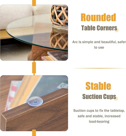 LKTART 31.5" Round Glass Coffee Table with Tempered Glass Top and MDF Base, Diagonal Fan-Shaped Tray Design Table Leg Simple & Modern Center Table for Living Room Office Apartment Walnut