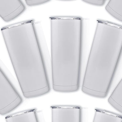 DISCOUNT PROMOS Pipette Stainless Steel Coffee Tumblers 20 oz. Set of 6, Bulk Pack - Double Wall, Perfect for Coffee, Hot Cocoa, Other Hot & Cold Beverages - White