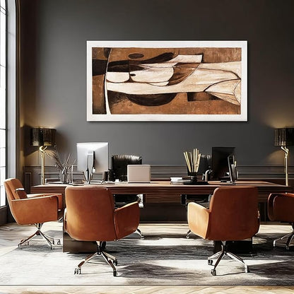 LEVERUP Large Abstract Canvas Wall Art Brown and Gold Wall Printings Pictures Modern Wall Decor for Bedroom Office Hotel 29×58 Inch Ready to Hang