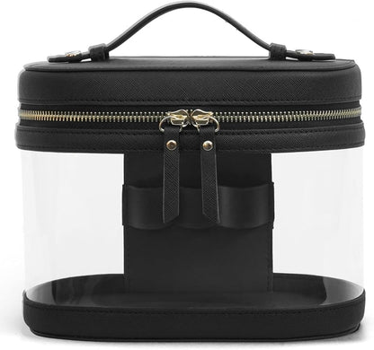 Popvibe Clear Makeup Bag Travel Cosmetic Case Transparent Toiletry Bag with Zipper, Portable Make Up Organizer Traveling Compact Car Bag for Essentials