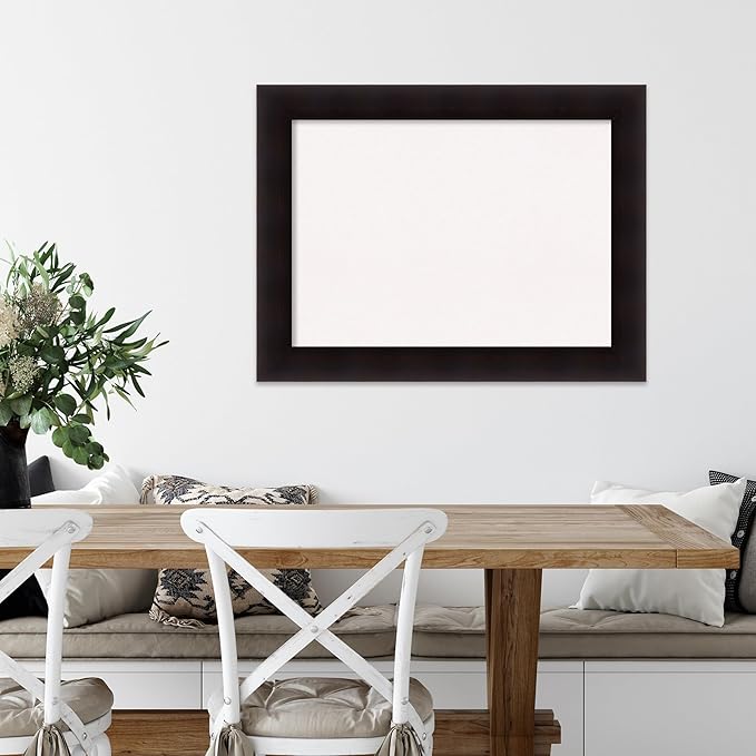 Amanti Art White Cork Board for Wall, 26x34 Vision Board with Brown Wood Frame, Medium Corkboard Office Decor for Home Organization, Rustic Farmhouse Corkboard Pinboard to display items for home