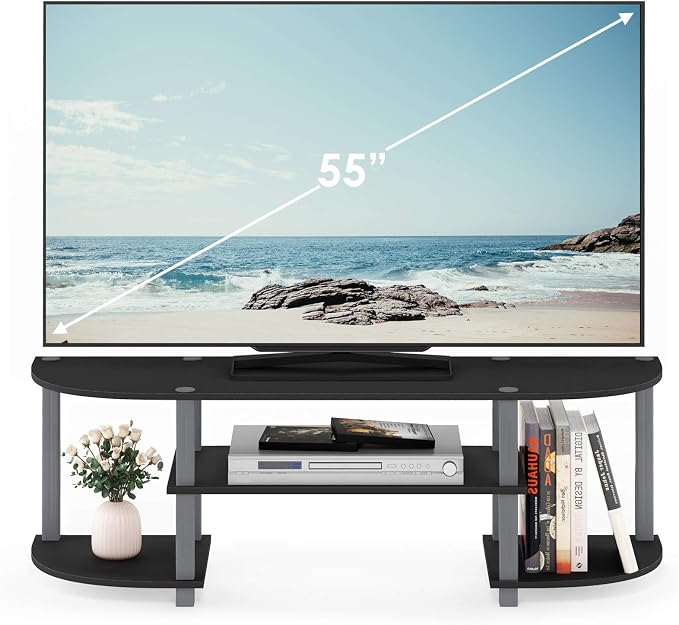 Furinno Turn-S-Tube Wide TV Entertainment Center, Black/Grey