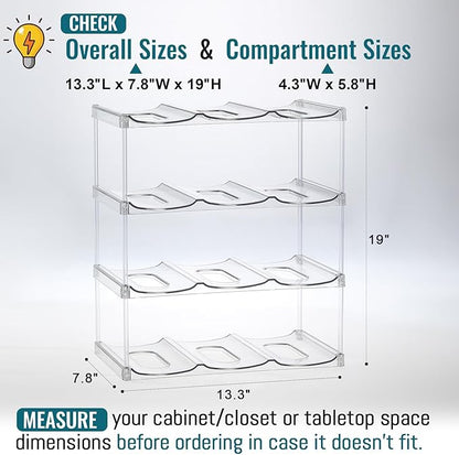 Design for Stanley 40 OZ & Large Bottles & Tumblers with Handle, Acrylic Water Bottle Organizer - Stackable Clear Wine Rack, Cup Holder for Home Kitchen Pantry Shelf Countertop Cabinet, 4 Tier Hold 12