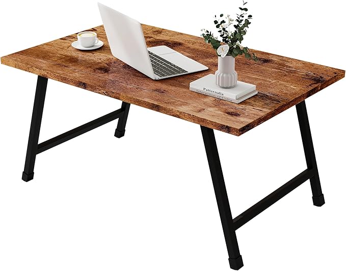 Foldable Rectangular Coffee Table - Stylish and Functional Folding Table for Living Room, Compact Design with Sturdy Frame, Ideal for Apartments, Offices, and Small Spaces,Easy Assembly,Brown