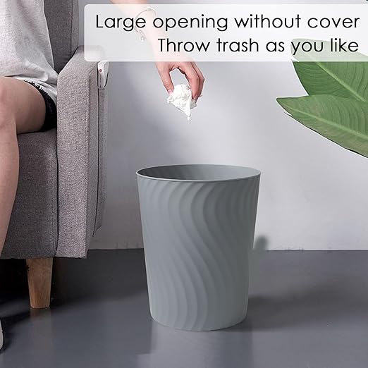 YGJT Small Trash Can, 3 Pack 1.8 Gallons Bathroom Trash Can Waste Basket, Round Garbage Can, Plastic Trash Bin for Kitchen, Dorm, Bedroom, Office, Living Room, Study, Compact Spaces(Grey)