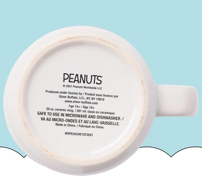 Silver Buffalo Peanuts Snoopy and Woodstock Get Cozy Ceramic Camper Mug, 20 Ounces