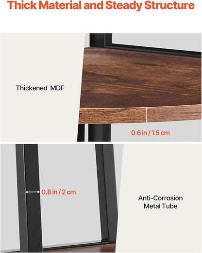 VEVOR 5 Tier Corner Shelf, Tall Corner Bookshelf Plant Rack, Wall Shelves Tower Storage Organizer with Metal Frame & Wooden Shelves, Narrow Display Book Shelf Rack for Bedroom, Living Room, Office