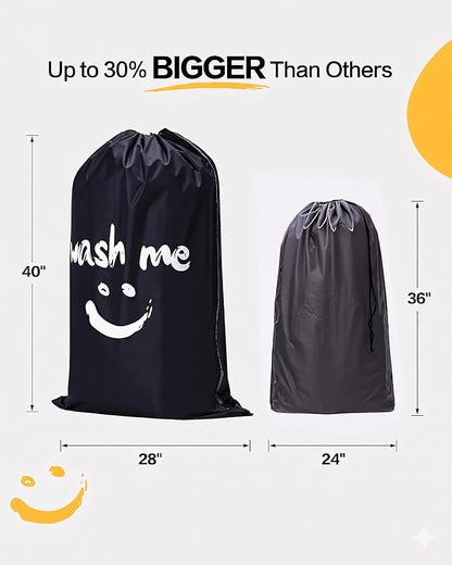 HOMEST 2 Pack XL Wash Me Travel Laundry Bag, Dirty Clothes Organizer, Large Enough to Hold 4 Loads of Laundry, Easy Fit a Laundry Hamper or Basket