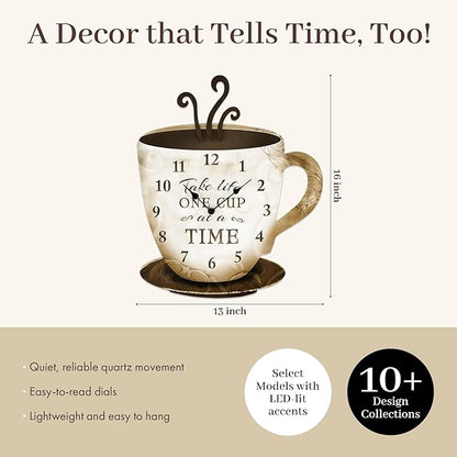 Young's Wood Take Life Coffee Wall Clock, 13.75",14098,Brown