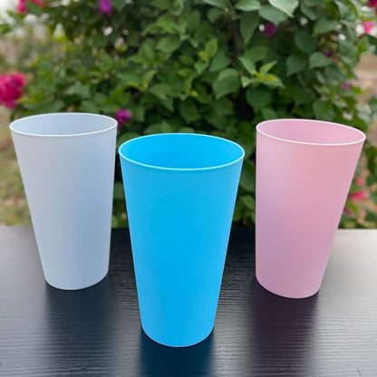 AOYITE 32 ounce Reusable Plastic Tumblers Set, BPA-Free and Dishwasher Safe Drinking Cups, Kids Glasses Set of 12 in 6 Assorted Colors For Indoor Outdoor Use