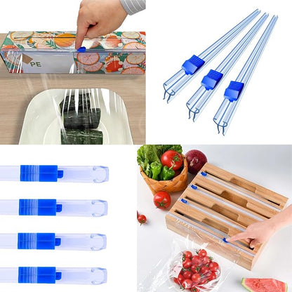 4 Pack Plastic Food Wrap Slide Cutter Replacement 13 inch Reusable Plastic Wrap Cutter Cutting Blade for Plastic Wrap Film Cling Wrap Aluminum Foil Dispenser Wrap Organizer Box Parchment Paper