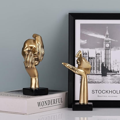 oliruim 6.5" H Black Gold Art Thinker Figurines 2 PCS, Abstract Small Statues Home Accent Decor for Shelf, Office Desk, Living Room, Knick Knacks Decorations for Shelves (2 Pcs Gold)