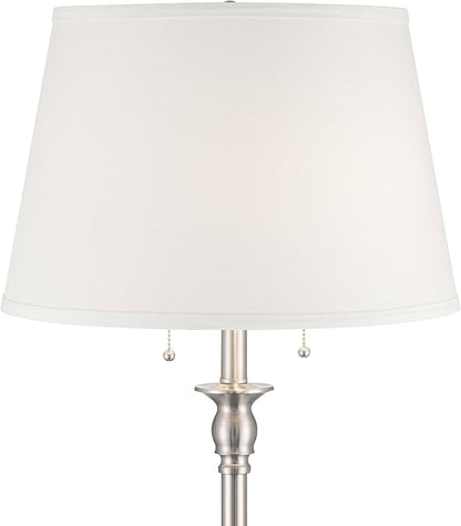 360 Lighting Spenser Transitional Traditional 58" Tall Standing Floor Lamp Skinny Pole Pull Chain Silver Metal Brushed Nickel Finish Living Room Bedroom House Reading Office Home Decor Entryway