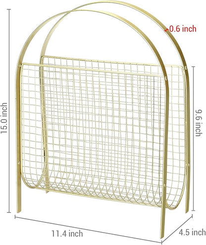 MyGift Magazine Rack, Floor Freestanding Magazine Holder for Bathroom Bedroom Office, Books Newspapers File Mail Organizer, Mid Century Modern Decor Wire Storage for Tablets and Documents