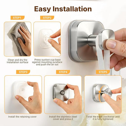 3 PCS Bathroom Hooks for Towels, Suction Cup Hooks for Shower, Door Hooks for Hanging Robe Loofah Removable Wall Hooks for Kitchen Glass Window Silver