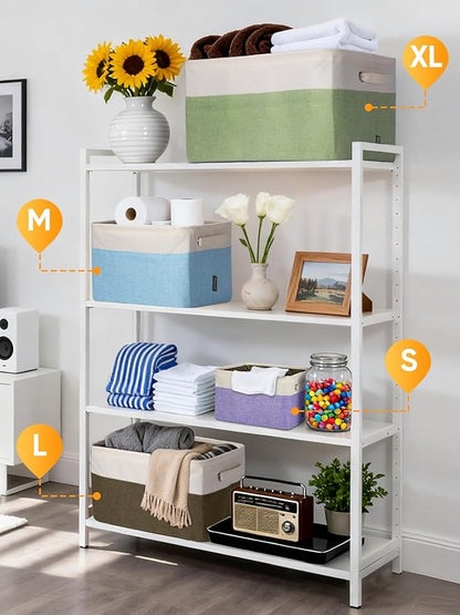 BALEINE 1 Pack Fabric Storage Bins for Shelves, Linen Storage Baskets for Organizing, Decorative Closet Bins for Clothes, Home (Lavender, 14''x10''x8.5'')
