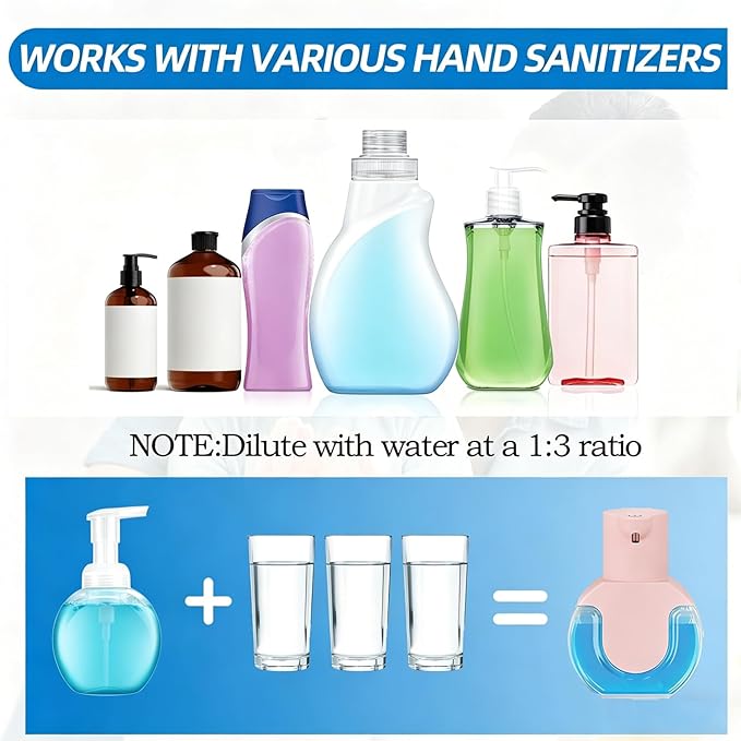 2Pack Automatic Soap Dispenser Touchless, Rechargeable Foaming Soap Dispenser,15oz/420ml Smart Hand Soap Dispensers,4-Level Adjustable,Wall Mount for Bathroom Kitchen Dish Soap(Pink, Foam)