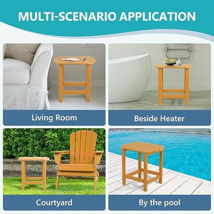Plawdlik Hdpe Outdoor Adirondack Side Table, Wooden Textured, Set for Patio, Garden, Porch, Pool Composite Patio, Backyard, Bathroom and Indoor, Maintenance & Weather Resistant(Teak)
