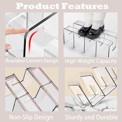 4 Pack Clear Acrylic File Organizer, Purse Organizer, File Sorter Desktop File Folder Organizer for Book, Envelopes, Mail, Document, Notebook, Office Supplies, Handbag