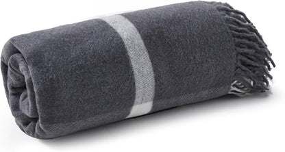 Arus Acrylic Highlands Collection Queen Size Tartan Plaid Design Throw Blanket Gray Plaid, 60x80 inches