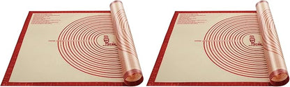 Non-slip Silicone Pastry Mat Extra Large with Measurements 36''By 24'' for Baking Mat, Counter/Dough Rolling/Oven Liner/Fondant/Pie Crust（Red） (Pack of 2)