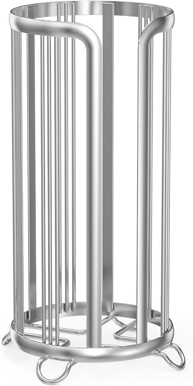 Toilet Paper Holder Stand, Freestanding Bathroom Tissue Organizer, Minimalistic Storage Solution, Reserve Mega Rolls,Stylish Bathroom Floor Toilet Paper Stand Silver