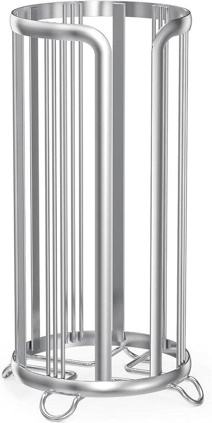 Toilet Paper Holder Stand, Freestanding Bathroom Tissue Organizer, Minimalistic Storage Solution, Reserve Mega Rolls,Stylish Bathroom Floor Toilet Paper Stand Silver