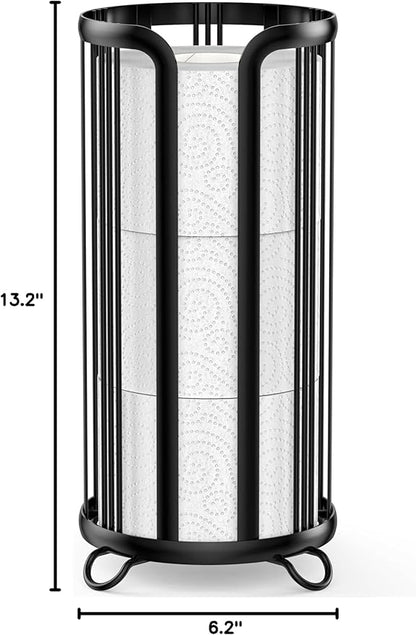 Toilet Paper Holder Stand, Freestanding Toilet Tissue Organizer, Minimalistic Storage Solution, Reserve Mega Rolls- Black