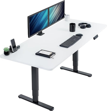 VIVO Electric 71 x 30 in Dual Motor Sit Stand Desk, Memory Height Adjustment, 2B Series, White Top Black Frame, DESK-KIT-2B7W
